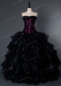Purple Black Gothic Long Prom Dress D1001