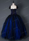 Black Blue Gothic Long Prom Dress D1003