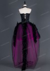 Black Fuchsia Corset Gothic High-Low Dress D1004