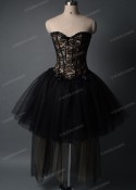 Black Champagne Gothic High-low Prom Dress D1006