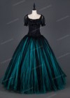 Black Teal Green Gothic Ball Gown Prom Dress D1007
