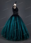 Black Teal Green Gothic Ball Gown Prom Dress D1007