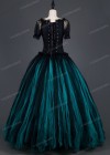 Black Teal Green Gothic Ball Gown Prom Dress D1007