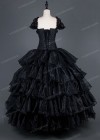 Black Cap Sleeves Gothic Long Prom Dress D1009