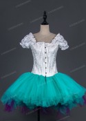 White Turquoise Short Gothic Party Ball Gown Dress D1011