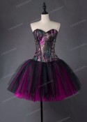 Fuchsia Short Gothic Ball Gown Prom Dress D1013