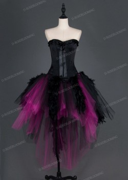 Black Fuchsia Gothic Short Prom Dress D1016