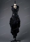 Black Gothic Steampunk High-low Party Dress D1017