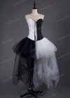 Black White Assorted Gothic High-low Dress D1019