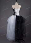 Black White Assorted Gothic High-low Dress D1019