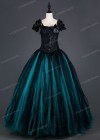 Black Teal Green Gothic Ball Gown Prom Dress D1024