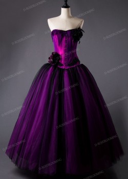 Fuchsia Vintage Gothic Long Prom Dress D1025