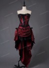 Burgundy Gothic High-low Party Dress D1027