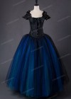 Black Blue Gothic Long Prom Dress D1029