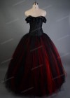 Black Red Long Gothic Prom Dress D1033