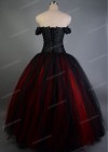 Black Red Long Gothic Prom Dress D1033