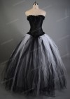 White Black Long Gothic Prom Dress D1034