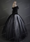 White Black Long Gothic Prom Dress D1034