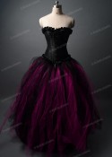 Black Fuchsia Gothic Long Prom Dress D1036