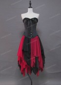 Black Red Short Gothic Party Dress D1040