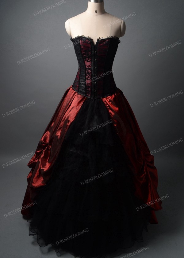 red black ball gown