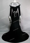 White Black Printed Velvet Medieval Gown D2001