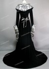 White Black Printed Velvet Medieval Gown D2001