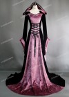 Black Purple Pattern Velvet Medieval Gown D2002