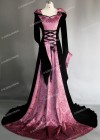 Black Purple Pattern Velvet Medieval Gown D2002