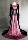 Black Purple Pattern Velvet Medieval Gown D2002