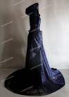 Black Navy Blue Pattern Velvet Medieval Gown D2004