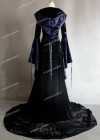 Black Navy Blue Pattern Velvet Medieval Gown D2004