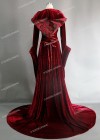 Red Vintage Pattern Hooded Medieval Gown D2008