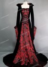 Black Red Hooded Medieval Gown D2010