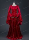 Red Velvet Hooded Medieval Gown D2012