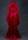 Red Velvet Hooded Medieval Gown D2012
