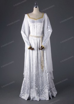 White Vintage Medieval Dress D2014