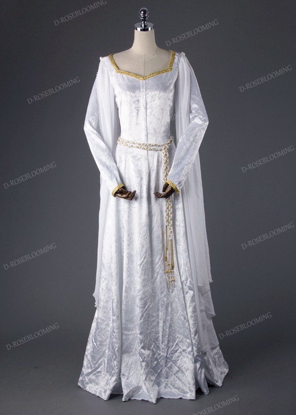 White Vintage Medieval Dress D2014 - D ...