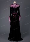 Black Fuchsia Velvet Hooded Medieval Gown D2016