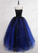 Blue Black Gothic Tulle Long Skirt D1S007