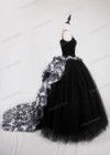 Black Gothic Tulle Long Skirt with Train D1S009