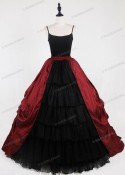 Red Black Gothic Satin Skirt D1S010