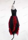 Black Red  Gothic Chiffon Knee Length Skirt D1S002