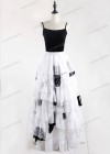 White Black Gothic Chiffon Long Skirt D1S003