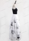 White Black Gothic Chiffon Long Skirt D1S003