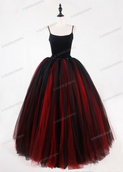 Red Black Gothic Tulle Long Skirt D1S011