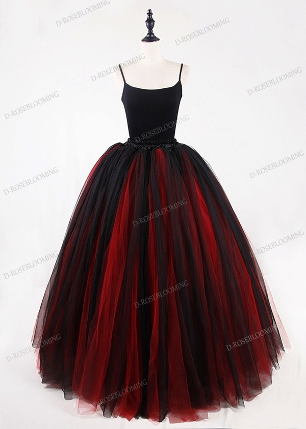 Red Black Gothic Tulle Long D1S011 -