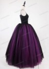 Fuchsia Black Gothic Tulle Long Skirt D1S012