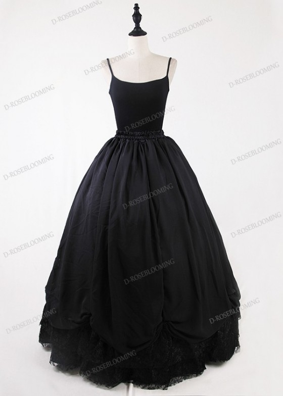 Black Gothic Tulle Long Skirt D1S013