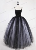 White Black Gothic Tulle Long Skirt D1S014